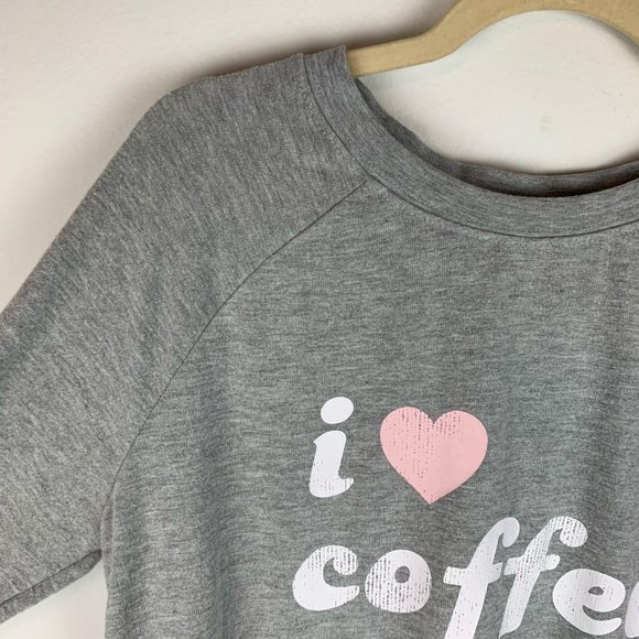 GRAYSON THREADS Gray Pink 'I Love Coffee' Pullover Sweatshirt Sz L - Picture 3 of 10